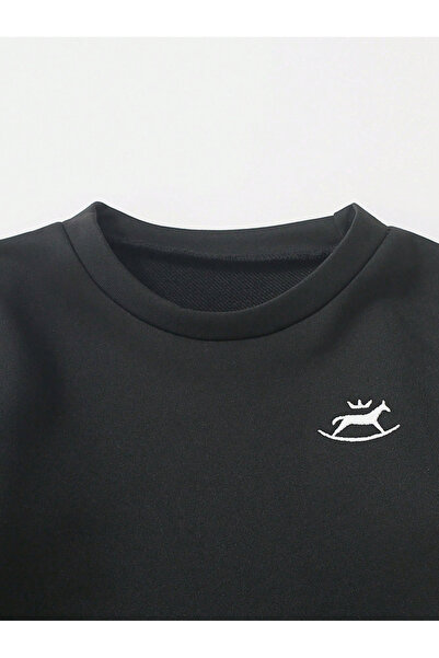 Take Two By Styli Boys Black Solid Sweatshirt and Joggers Set