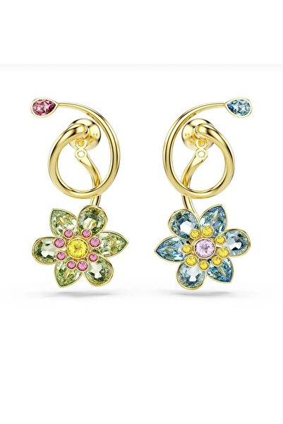 Xui Özel Seri Swrvski Marka Model Taşlı Gold Çiçek Küpe Idyllia