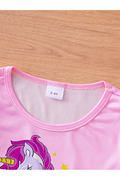 Take Two By Styli Girl Pink Graphic Print Tulle Mesh Dress