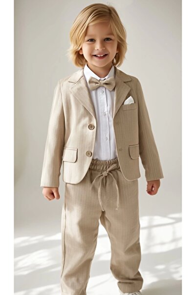 Mc Emirix Kids Wear 3 LÜ CEKET TAKIM ÇİZGİLİ LÜX TAKIM