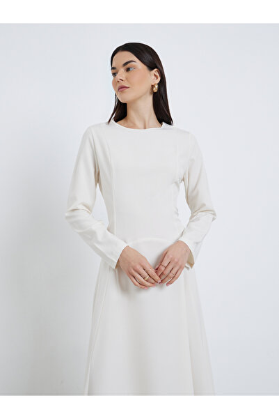 Take Two By Styli Solid Round Neck A-Line Maxi Dress