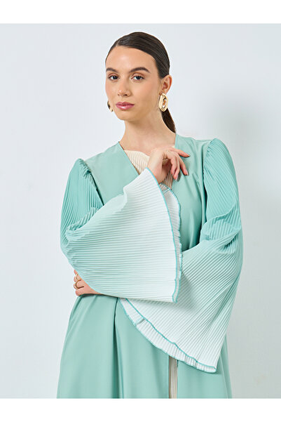 Take Two By Styli Dye Print Bell Sleeve Open Front Abaya