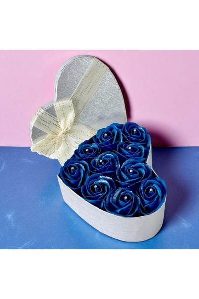 velve Aranjament floral Intimissimo cu 10 trandafiri de săpun, Albastru Inchis