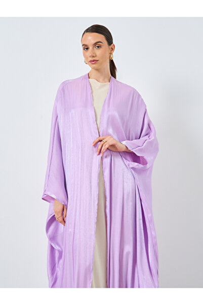 Take Two By Styli Metallic Batwing Sleeve Open Front Abaya