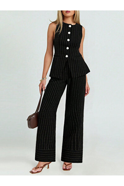 Take Two By Styli Striped Button Up Top and Pants Co-Ords