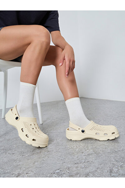Take Two By Styli Vamp Perforated Solid Heel Strap Clogs