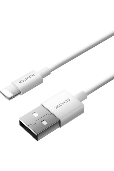 Romoss كابل شحن بيانات USB-A إلى Lightning 2.4A TPE بطول 1 متر أبيض
