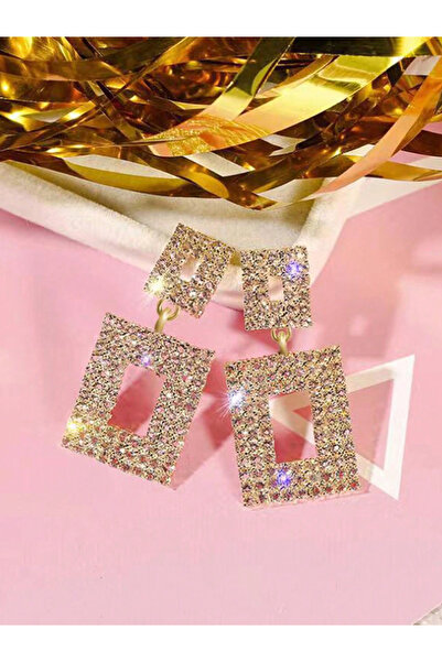 Take Two By Styli أقراط مزخرفة مزدوجة المربعات