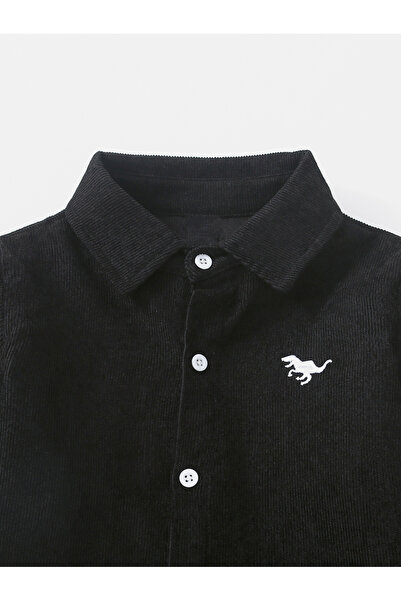Take Two By Styli Boys Black Corduroy Shirt with Buttons
