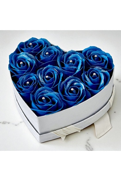 velve Aranjament floral Intimissimo cu 10 trandafiri de săpun, Albastru Inchis