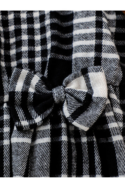 Take Two By Styli Girls Plaid Dress with Bow Detail