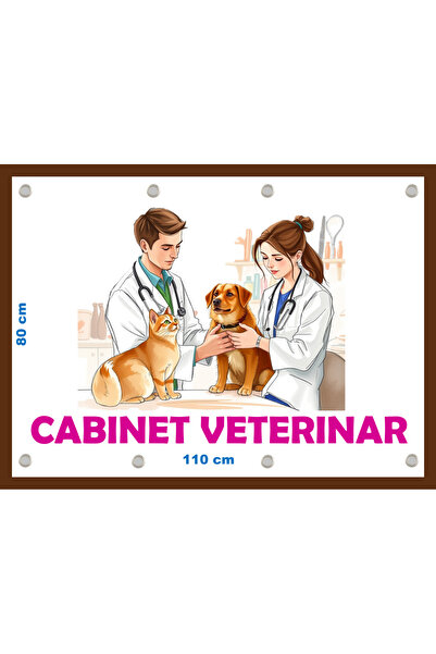 OEM Banner "Cabinet Veterinar" cu capse si clipsuri, dimensiune 80x110 cm