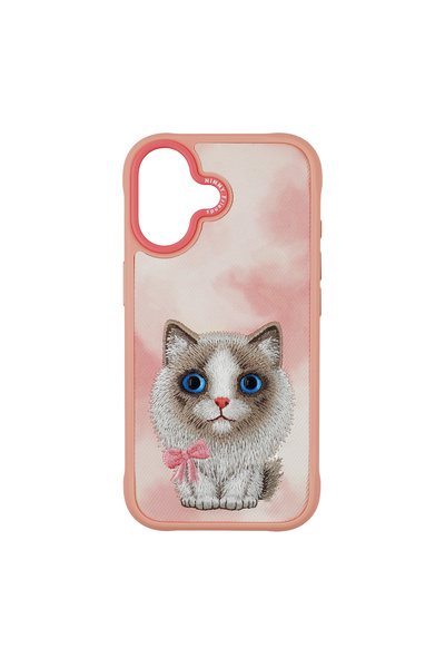 Nimmy iPhone 17 Uyumlu 3D Göz Kedi Fiyonk Detaylı Gerçek Nakış İşlemeli Kabar...