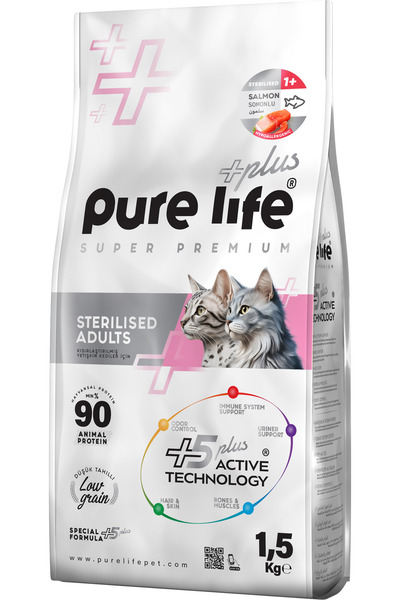 PureLife Plus Somonlu Kısırlaştırılmış Yetişkin Kedi Maması 1.5 Kg