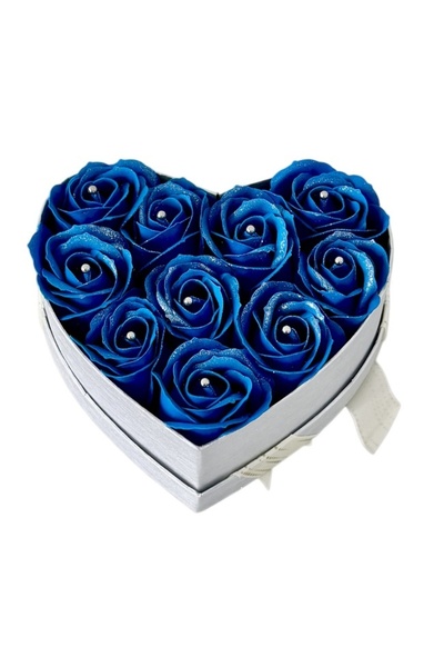 velve Aranjament floral Intimissimo cu 10 trandafiri de săpun, Albastru Inchis