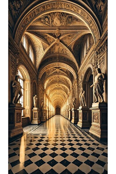 özkacar MASONİK DESENLİ KARİDOR Ev Duvar Salon Güzellik Salonu Ofis Dükkan Dekarasyon Kanvas Tablo