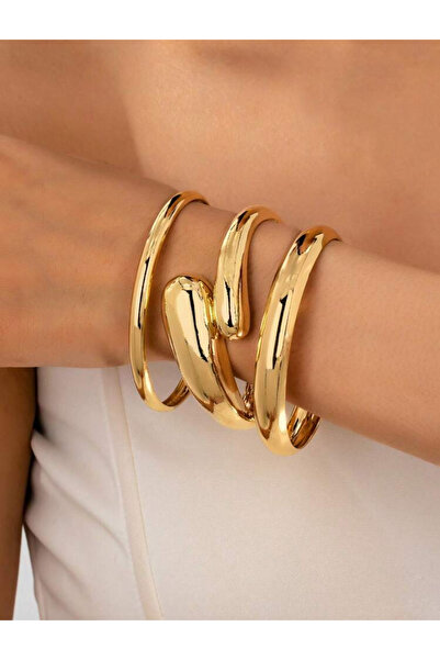La Saade Aurora Cuff- 3 قطع من أساور Pinterest ذات التصميم الهندسي الذهبي الج...