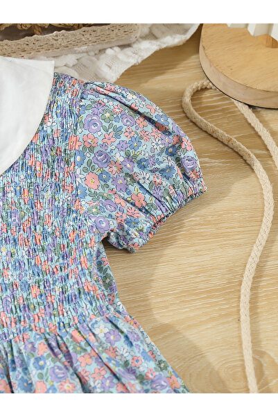 Take Two By Styli Girls Blue Floral A-Line Dress