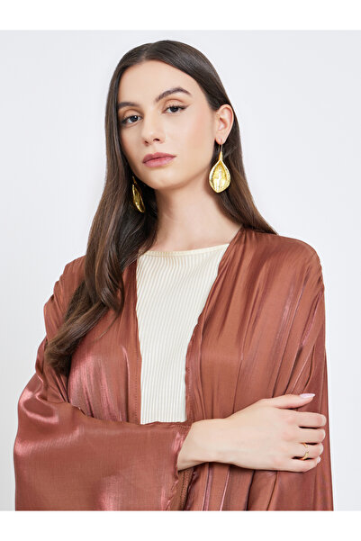 Take Two By Styli Coffee Brown Batwing Sleeve Abaya