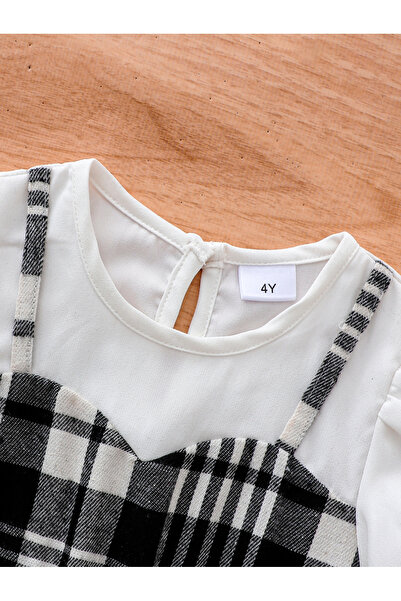 Take Two By Styli Girls Plaid Dress with Bow Detail