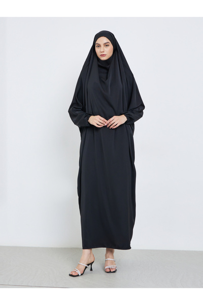 Take Two By Styli Black Batwing Sleeve Hooded Abaya