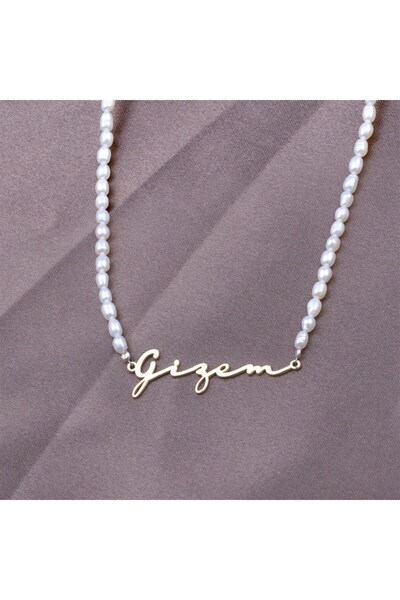 İncikcincik Gerçek Arpa İnci İsim Kolye - 925 Ayar Gümüş