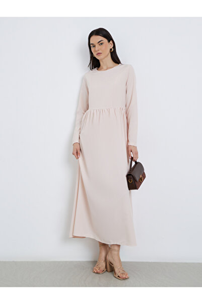Take Two By Styli Elegant Pink Maxi Dress with Long Sleeves