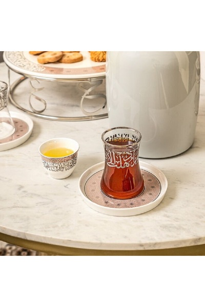 Dallaty white porcelain and glass Tea and coffee cups set 18 pcs