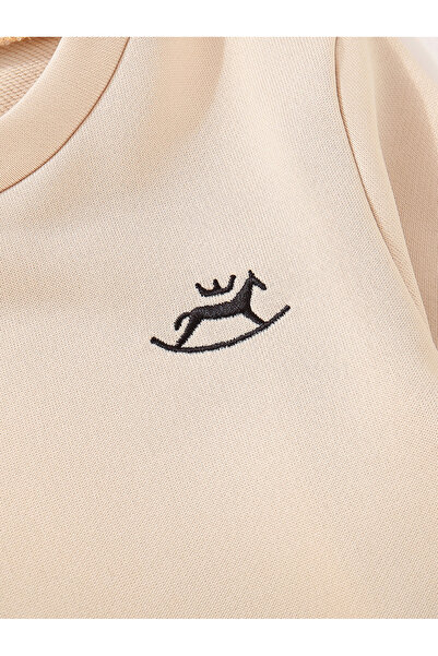 Take Two By Styli Boys Beige Solid Sweatshirt and Joggers Set