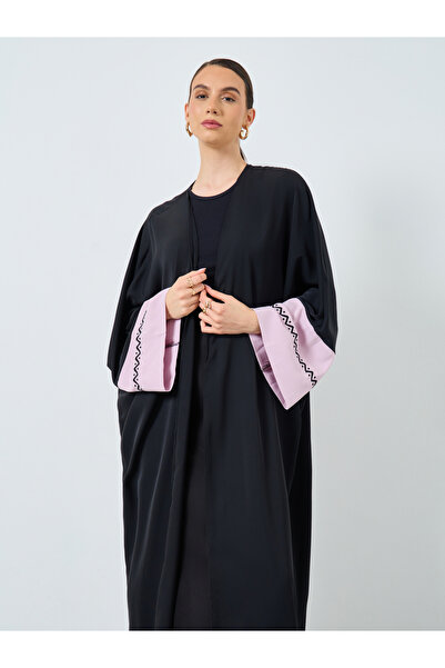 Take Two By Styli Colorblock Sleeve Open Front Abaya