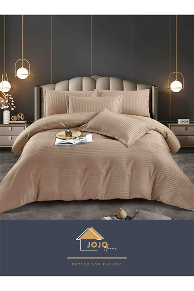 JOJO HOME Double bed linen, fine damask Deluxe, 6 pieces, Beige