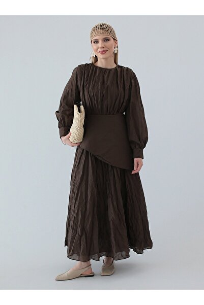 MRS. POLEEN Hijab Dress with Removable Apron - Brown - Mrs Poleen