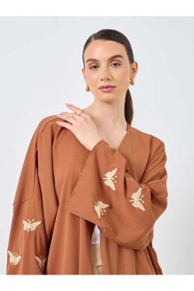 Take Two By Styli Embroidery Sleeve Open Front Abaya
