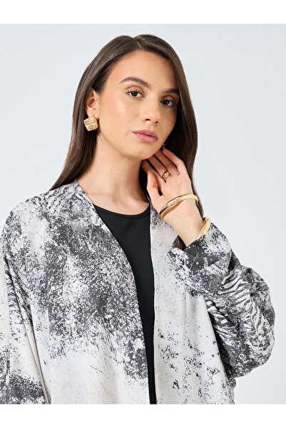 Take Two By Styli Leopard Print Open Front Abaya