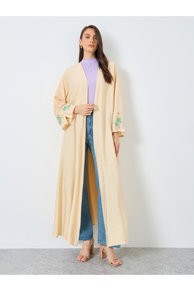 Take Two By Styli Embroidery Sleeve Open Front Abaya