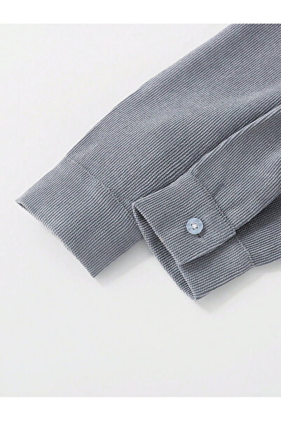 Take Two By Styli Boys Grey Corduroy Shirt with Buttons
