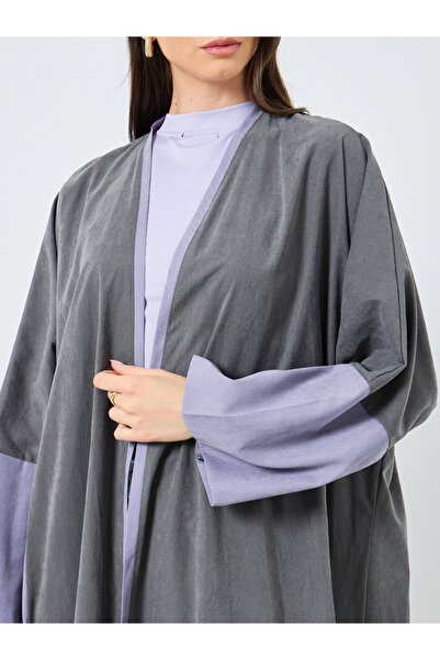 Take Two By Styli Colorblock Sleeve Open Front Abaya