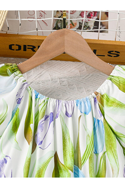 Take Two By Styli Girls Tulip Print Puff Sleeve Dress