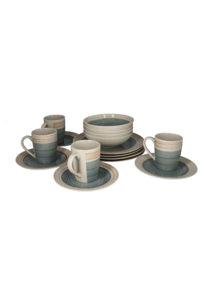 Bien Servi 16-Piece Stripe Pattern Stoneware Dinner Set