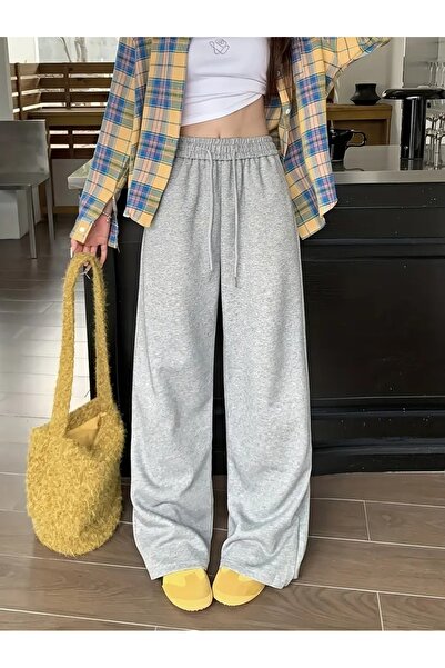 BERYY MODA بنطال رياضي شتوي نسائي فضفاض باللون الرمادي مقاس كبير ملابس رياضية...