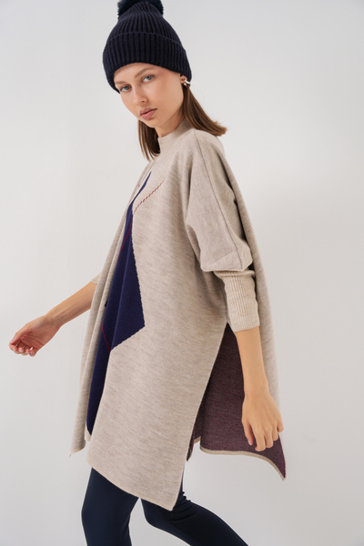 Bigdart 15783 Pulover Poncho cu fante - A.CREM