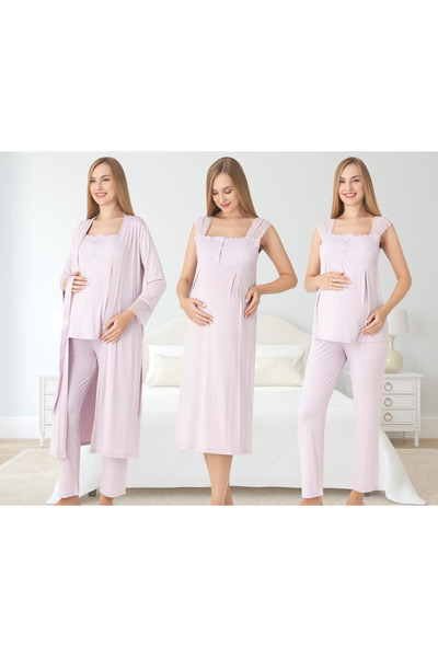 Miss Dünya Lissa طقم أنيق مكون من 4 قطع للرضاعة والأمومة، يتضمن رداء أنيق مزي...