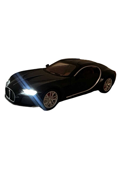 JPT Macheta metal Bugatti Chiron negru 1:24 cu usi verticale, lumini si sunete