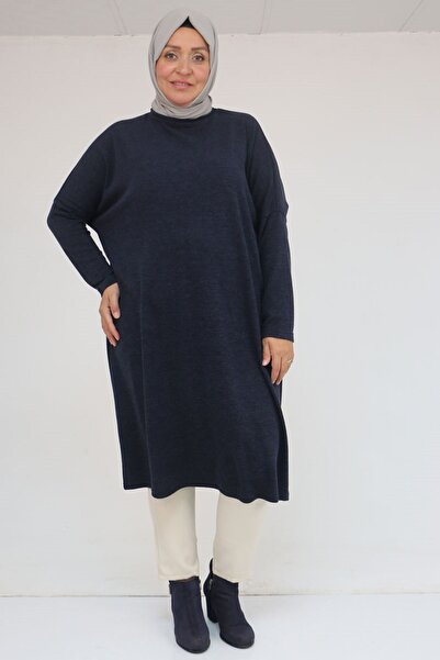 Eslina 58101 Plus Size Düşükkol Mir Tunic - Navy Blue