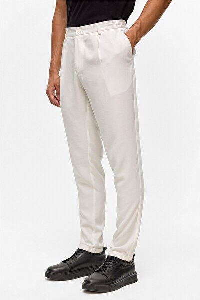 SÜVARİ Beyaz Slim Armürlü Jogger Pantolon