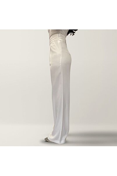 ZUSA store Cepli Salaş Saten Ekru Pantolon