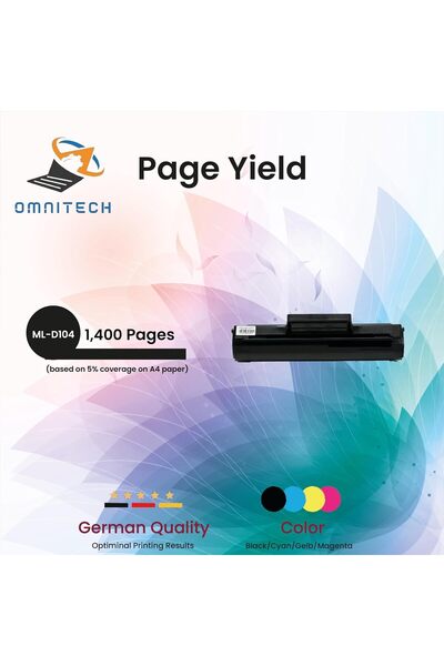 Omnitech خرطوشة حبر Omni Tech ML-D104 سوداء عالية الإنتاجية - متوافقة مع طابع...