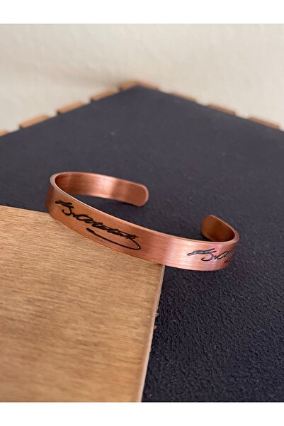 Rupen Kraft %100 Bakır Mustafa Kemal Atatürk imzalı Kelepçe Bileklik Atatürk İmzalı Bakır Bileklik