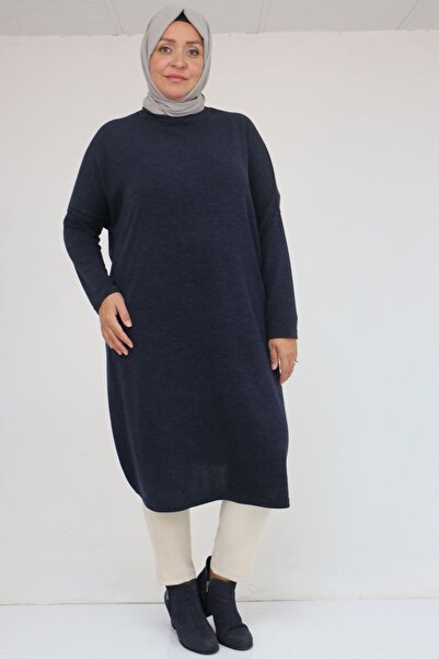 Eslina 58101 Plus Size Düşükkol Mir Tunic - Navy Blue