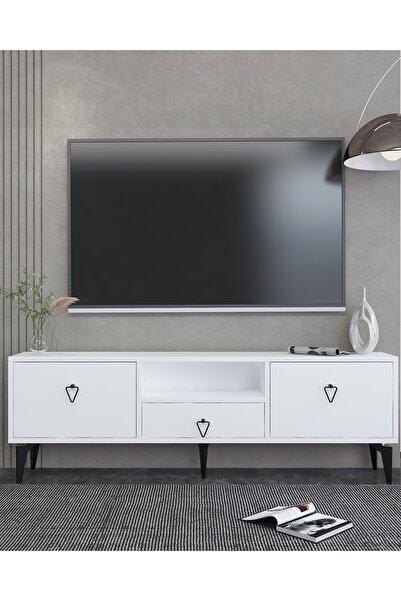 DEMONTE DECOR 1302DROPDD-1 TV SEHPASI BEYAZ-SİYAH KULP